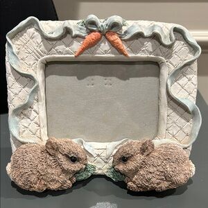Vintage Whimsical Bunny Picture Frame - Cream and Tan